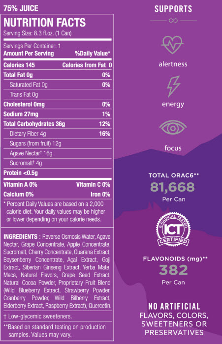 Xe Energy Nutrition Facts