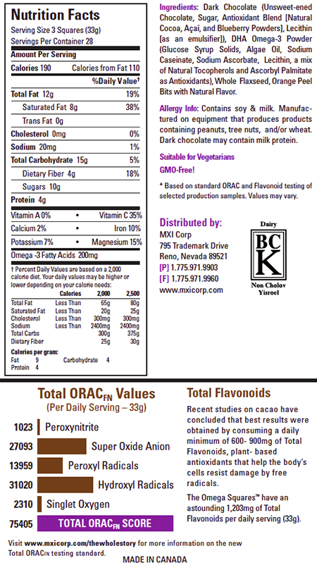 Xocai Omega Squares Nutrition Facts